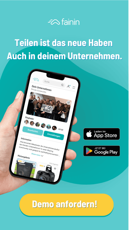 Smartphone App View von der Sharing Platform