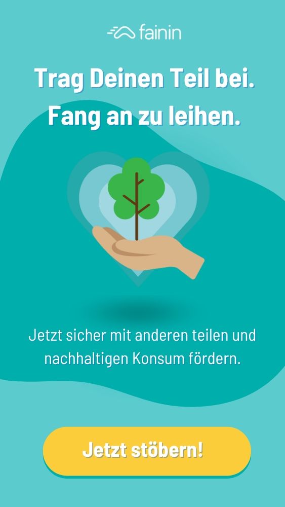 Nachhaltigkeits-Icon mit Text: Fang an zu leihen